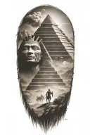 Aztec pyramid surrounded tattoo design idea