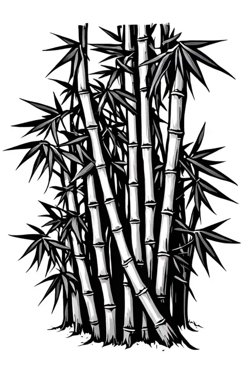 Thick bamboo stalks with no leaves tattoo design idea