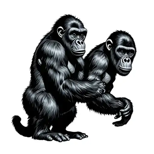 apes standing tattoo design idea