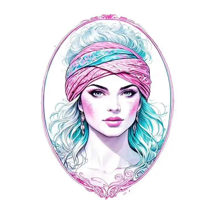 spartin lady with head band on tattoo design idea