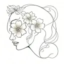 June birth flower combined with womans face tattoo design idea
