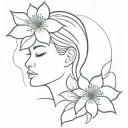 June birth flower combined with womans face tattoo design idea