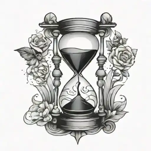 a modern and clean black ink high contrast realism hourglass   tattoo design idea