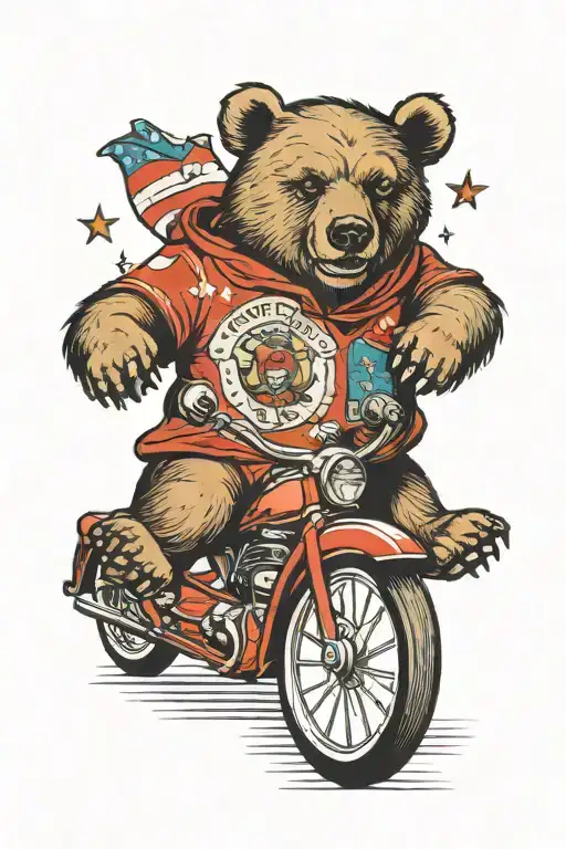 circus bear tricycle coat of arms tattoo design idea