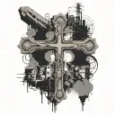 Christian cross surrounded by favela in Brazil tattoo design idea