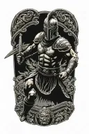 Roman gladiator fighting tattoo design idea