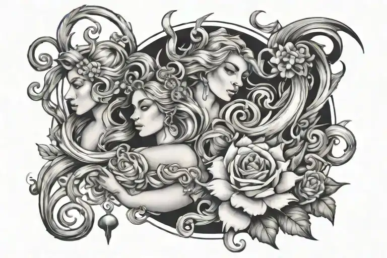 combination of virgo, pisces, scorpio, leo tattoo design  tattoo design idea