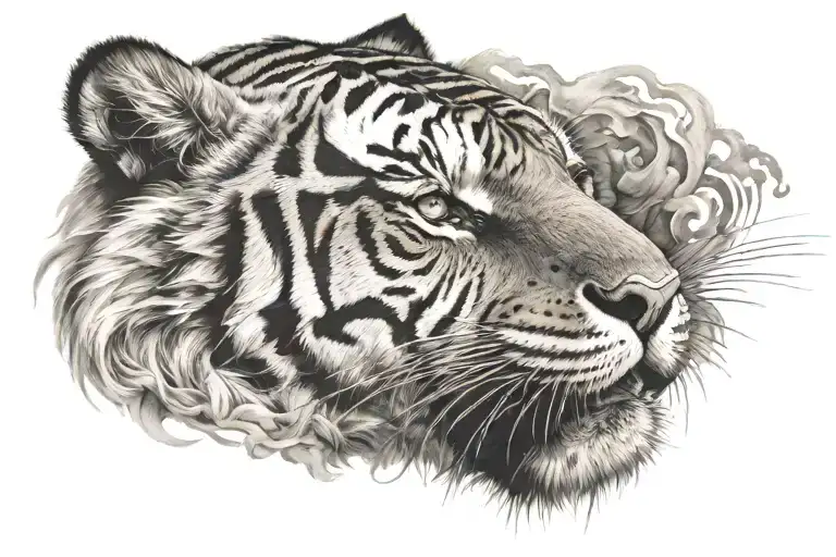 Tiger face tattoo design idea