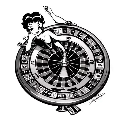 betty boop playing roulette tattoo design idea