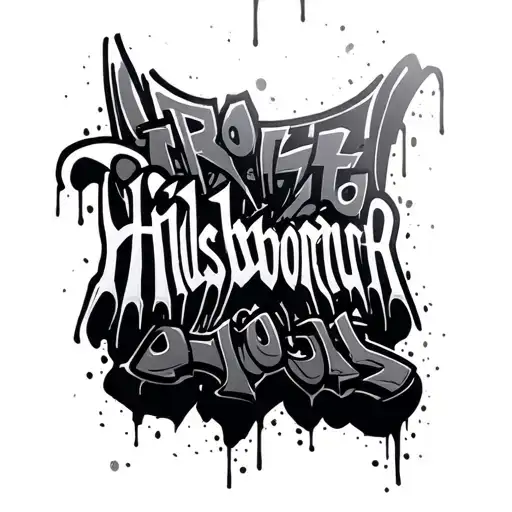 graffiti style mural "hillsborough" hard to read tattoo design idea