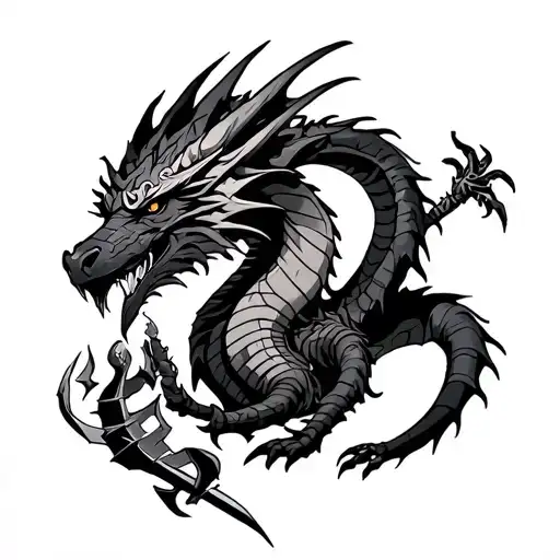 Tattoo on the forearm of a dragon that protects Excalibur and the Achilles helmet and a Scorpion tattoo design idea