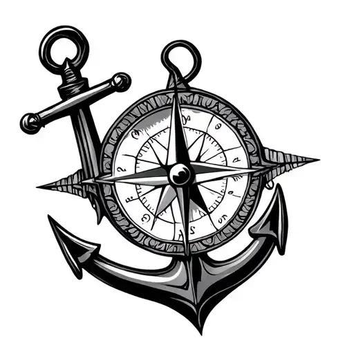 Compass Anchor tattoo design idea