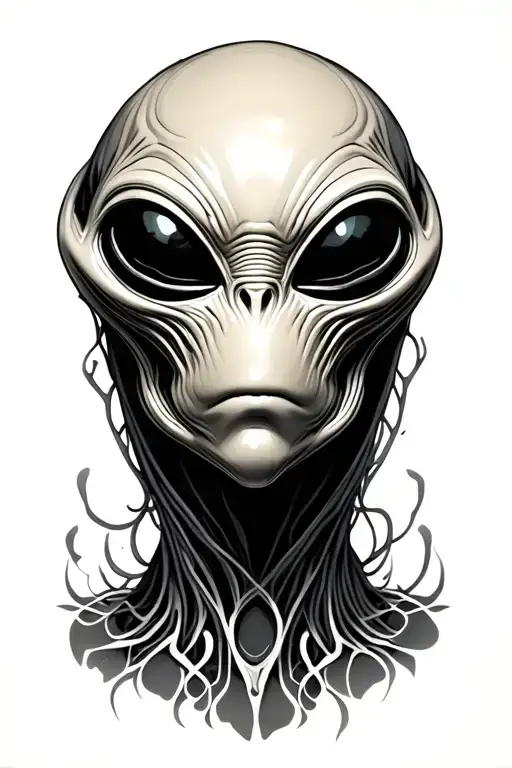 alien face tattoo design idea