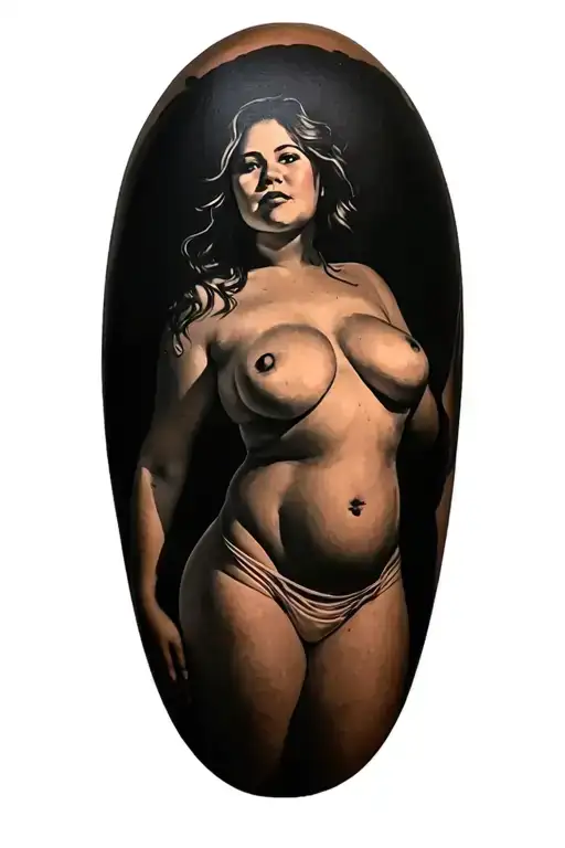 chubby nude frontal girl tattoo design idea
