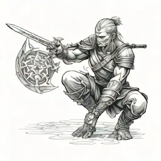 Forearm Tattoo:  Imagine a warrior seated or kneeling with a sword resting across their lap in a meditative pose.   tattoo design idea