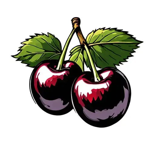 Cherries cartoon tattoo design idea