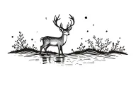 baby deer, living tree, river, dainty and fine line, wrap around wrist tattoo design idea