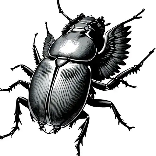 scarab beetle with wings out in style of Vitruvius man tattoo design idea