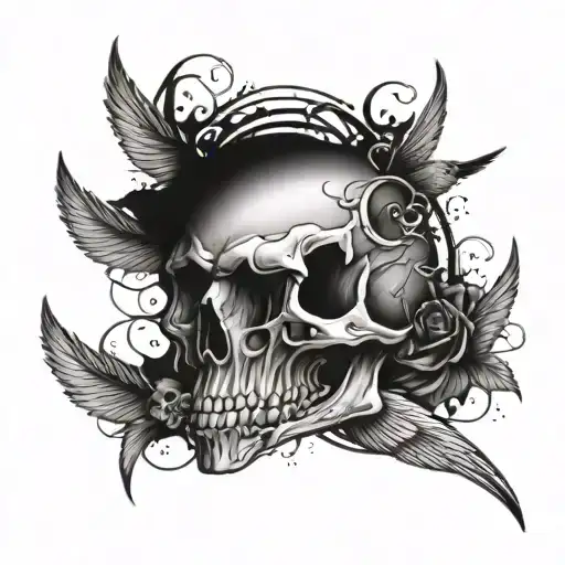 skull,blood and bird   tattoo design idea