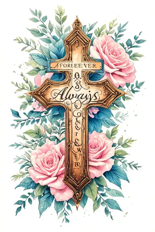 cross out of the words always&forever  tattoo design idea