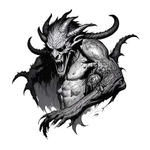 demon who protects child tattoo design idea