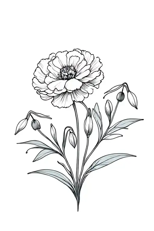 carnation and snowdrop flower bouqet ofthe flowers tattoo design idea