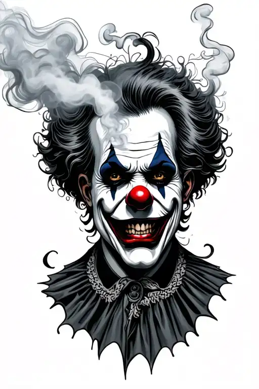 ghostmane clown smoking tattoo design idea