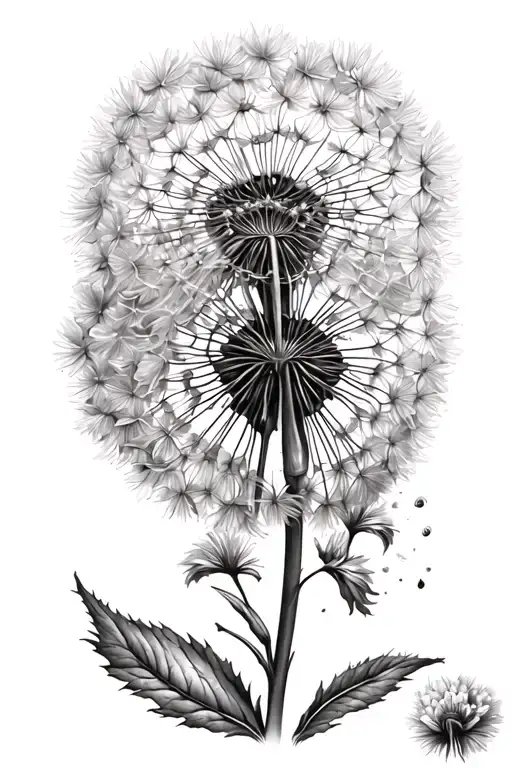 dandelion blowing tattoo design idea