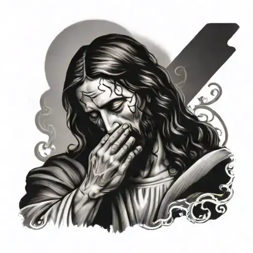 jesus praying tattoo design idea