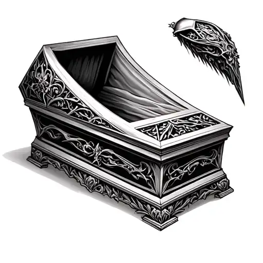 gothic coffin tattoo design idea