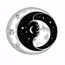 waxing crescent moon , waning crescent moon, leo zodiac sign, Capricorn zodiac sign tattoo design idea