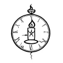 clock and candle burning tattoo design idea
