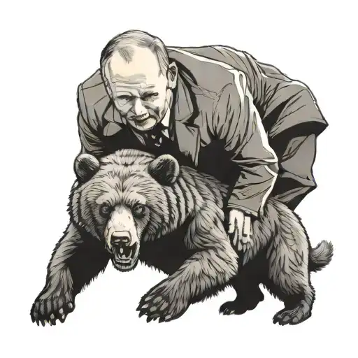 Adam Małysz jumps on a bear with Putin tattoo design idea