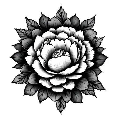 mandala and peony flower long thigh tattoo tattoo design idea