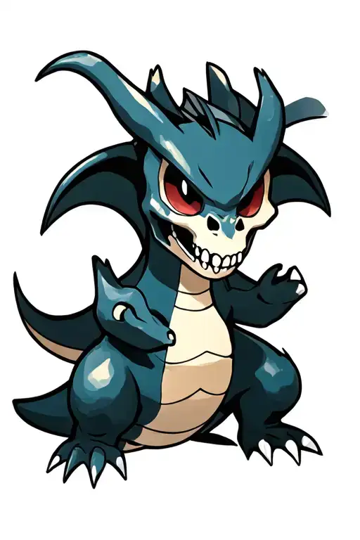 skull charizard pokémon tattoo design idea