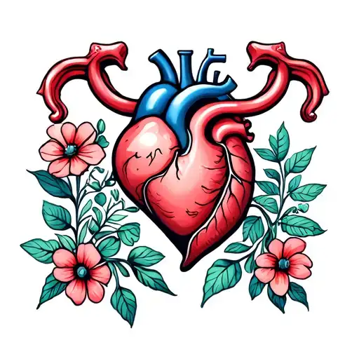 Uterus womb heart flowers cute tattoo design idea