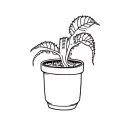 venus fly trap in pot, black and white.  tattoo design idea