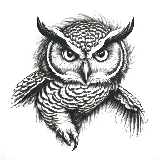 Majestic owl flying tattoo design idea