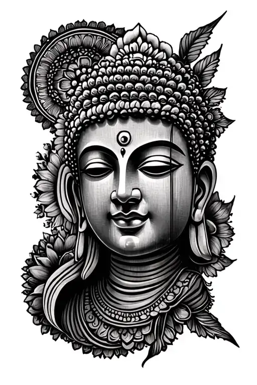 henna with budda tattoo design idea