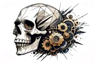 steampunk skull tattoo design idea