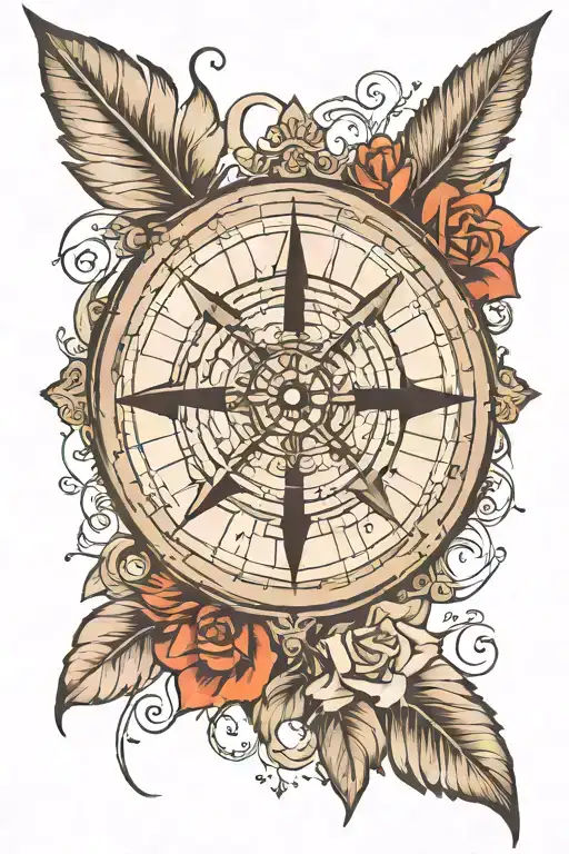 travelers compass tattoo design idea