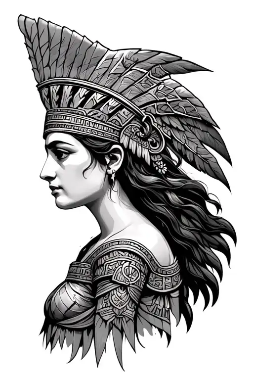 Greek goddess Athena aztec tattoo design idea