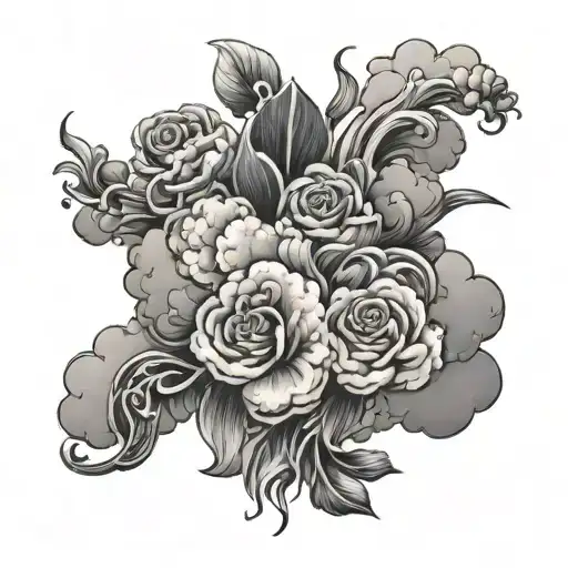 Coverup Clouds and Smoke background tattoo design idea