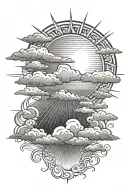 sun rays shining through clouds tattoo design idea