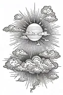 sun rays shining through clouds tattoo design idea