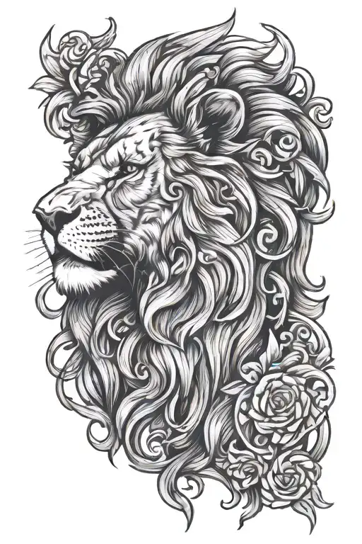 struggle, agony yet love, truth speaking invincible lion tattoo design idea