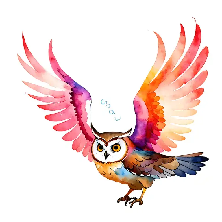 owl spread wings tattoo design idea