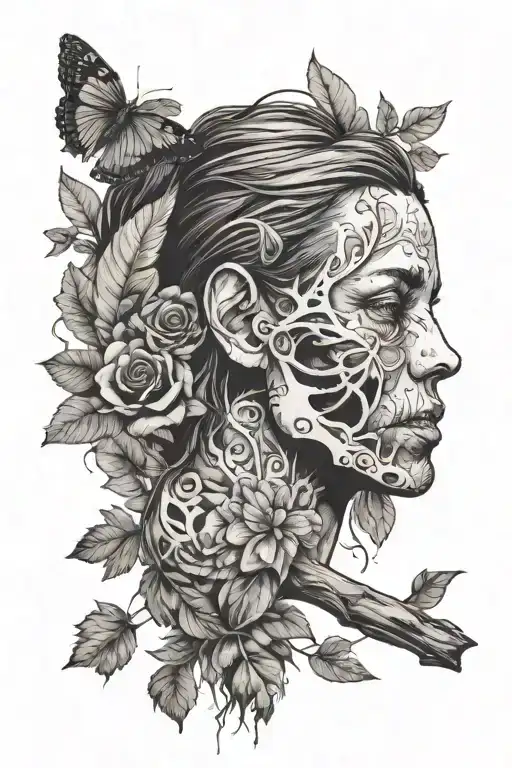 The Last of Us part 2 ellie's tatto combined with skull tattoo design idea