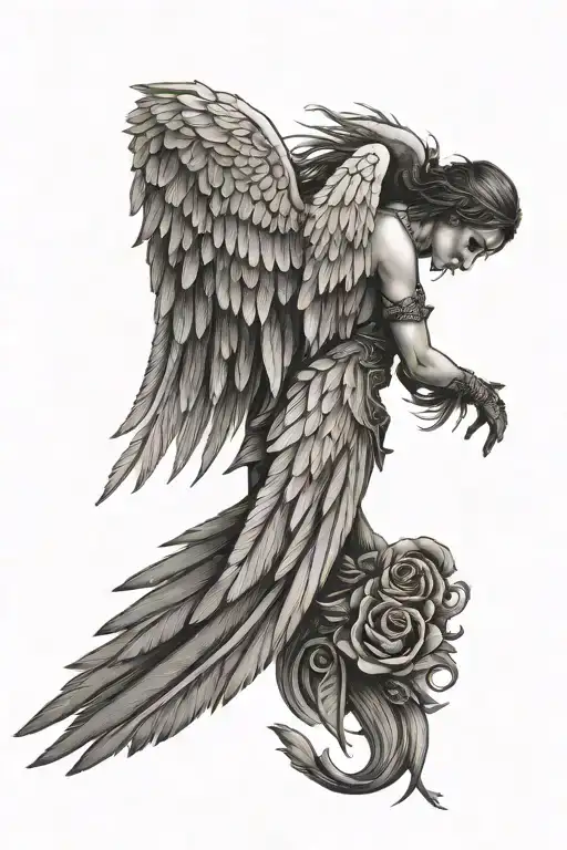 fallen angel wings tattoo design idea
