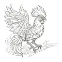 fighting rooster with wings up tattoo design idea